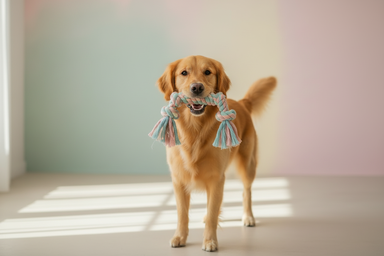 Dog with Toy in Mouth